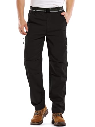 Asfixiado Herren Wanderhose Wasserdicht Softshellhose Skihose Warm Gefüttert Schneehose Thermohose Snowboardhose Outdoorhose Winddicht Winter Trekkinghose(Black 36) von Asfixiado