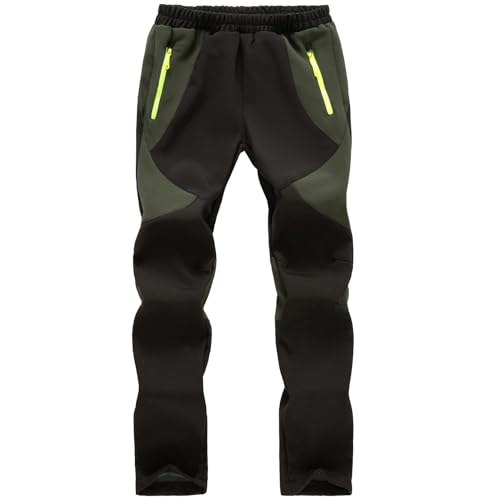 Asfixiado Kinder Softshellhose Skihose Schneehose Gefüttert Thermohose Wasserdicht Winter Jungen Mädchen Wanderhose Outdoorhose Matschhose(16012 Army Green S) von Asfixiado