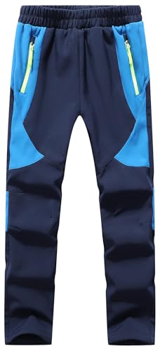 Asfixiado Kinder Softshellhose Skihose Gefüttert Wasserdicht Thermohose Jungen Mädchen Schneehose Winter Outdoorhose Wanderhose Cargohose(16012 Dark Blue M) von Asfixiado