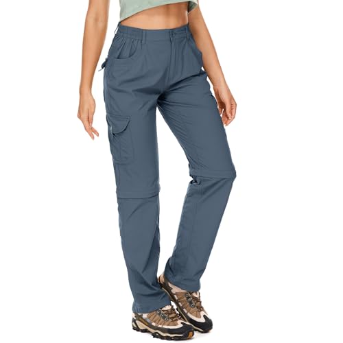 Asfixiado Wanderhose-Damen-Zip-Off-Trekkinghose, Leichter Quick Dry Outdoorhose UV-Schutz Cargohose Damen Atmungsaktiv Funktionshose Jogginghose（Iron Grey 12） von Asfixiado