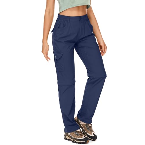 Asfixiado Wanderhose-Damen-Zip-Off-Trekkinghose, Leichter Quick Dry Outdoorhose UV-Schutz Cargohose Damen Atmungsaktiv Funktionshose Jogginghose（Navy Blue 8） von Asfixiado