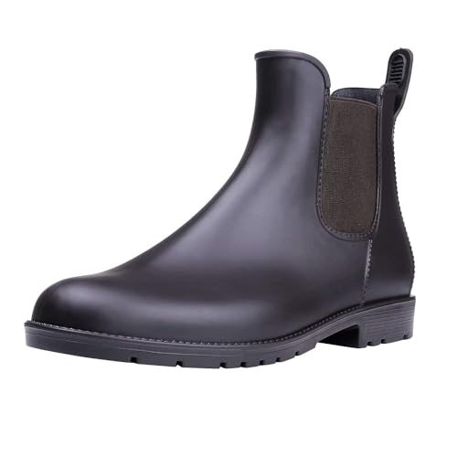 Asgard Damen Kurz Regen Stiefel Wasserdichte Knöchel Chelsea Booties, Braun, 43 EU von Asgard