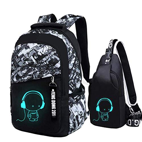 Asge Schulrucksack Jungen Mädchen Teenager Rucksack Groß Schulranzen Reflektierender Wasserdicht Backpack School Bags for Boys Schultasche für Schule Travel Outdoor von Asge