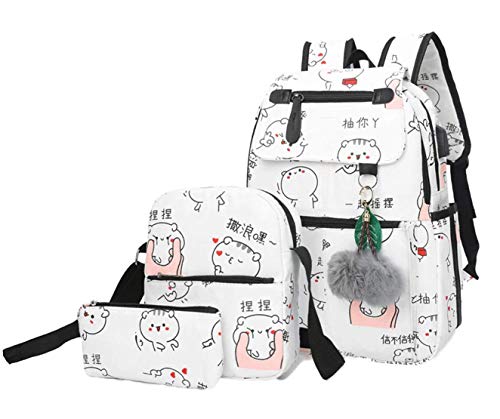 Asge Damen Mode Nylon Schultasche Kawaii Druck Rucksack Schulrucksack Mädchen Lässig Wasserdicht Backpack Schule BagTeenager Wasserdicht Daypack von Asge