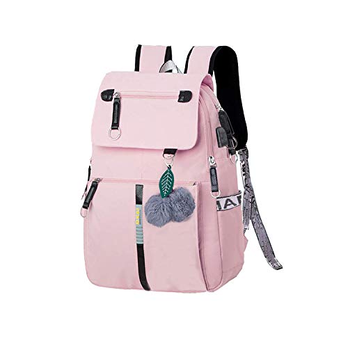 Schultasche Rucksack Schulrucksack Mädchen Schulranzen Jungen Campus Backpack Nylon Wasserdicht Daypacks Damen Freizeit Rucksack Teenager Rucksäcke (Pink) von Asge