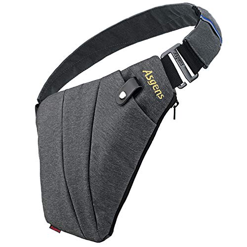 Asgens Crossbody Sport-Brusttasche Praktische Mehrzweck-Sicherheits-Umhängetasche Wasserdichte Umhängetasche Freizeit Tragbar für Kinder und Erwachsene im Freien (Für Linkshänder, Grau) von Asgens