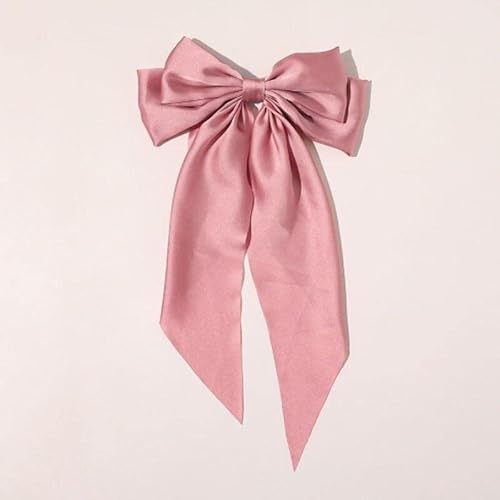 Ash & Roh® Große Satin-Haarschleifen für Damen und Mädchen, 20,3 cm, lange schwarze Schleife, französischer Stil, Haarschmuck (Rosa) von Ash & Roh