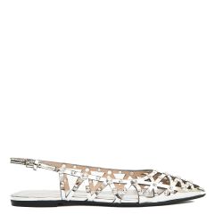Ash Silberne Leder Slingback Ballerinas Mit Nieten von Ash