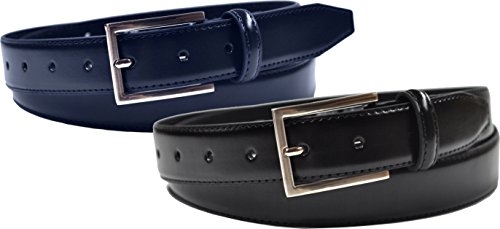 Ashford Ridge 30mm Schwarz und Dunkenblau Leder Gürtel Geschenk Set (Taille 100cm - 110cm) von Ashford Ridge