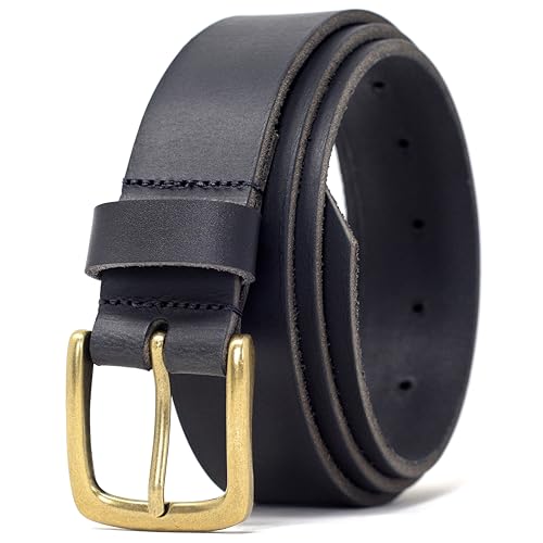 Ashford Ridge 34 mm Full Hide Ledergürtel mit messingfarbener Schnalle – Schwarz Klein von Ashford Ridge