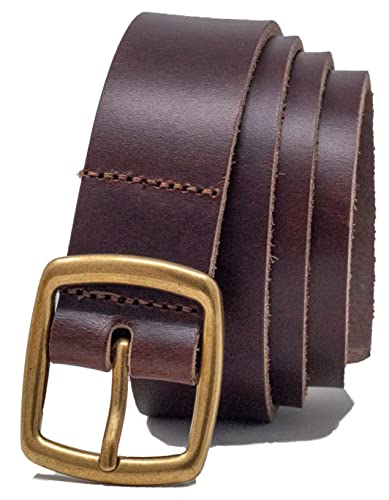 Ashford Ridge 34 mm Vollhaut-Ledergürtel mit messingfarbener Vollschnalle – Antikbraun Mittel von Ashford Ridge