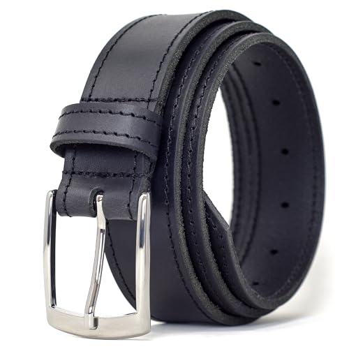 Ashford Ridge 34 mm Vollledergürtel mit Randnaht und klassischer Schnalle - Schwarz 5XL von Ashford Ridge