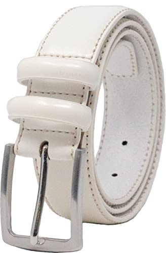 Ashford Ridge Herren 33mm Doppelschleife Ledergürtel (120CM (gesamtlänge 135cm), Weiß) von Ashford Ridge