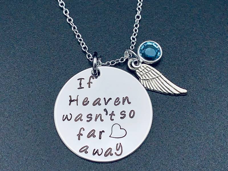Auf Verkauf "Wenn Der Himmel Nicht So Weit Weg" Hand Gestempelt Custom Personalisierte Speicher Halskette - Erinnerung Memorial von Ashijewelers