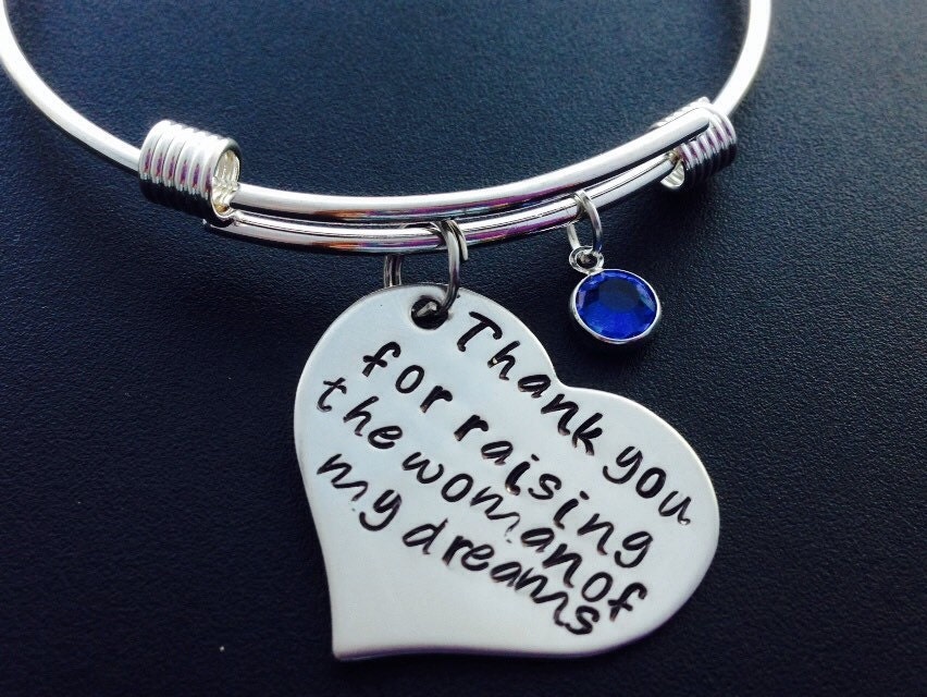 Danke Für Die Erziehung Der Frau Meiner Träume Armreif Mit Birthstone Oder Perle - Mutter Des Bräutigams Geschenk Benutzerdefinierte Erweiterbar von Ashijewelers