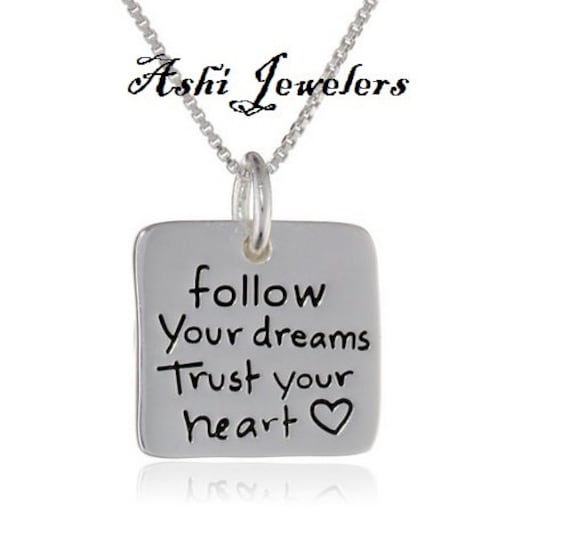 Folgen Sie Ihrem Traum Vertrauen Ihr Herz Silber Vergoldet Anhänger Halskette von Ashijewelers