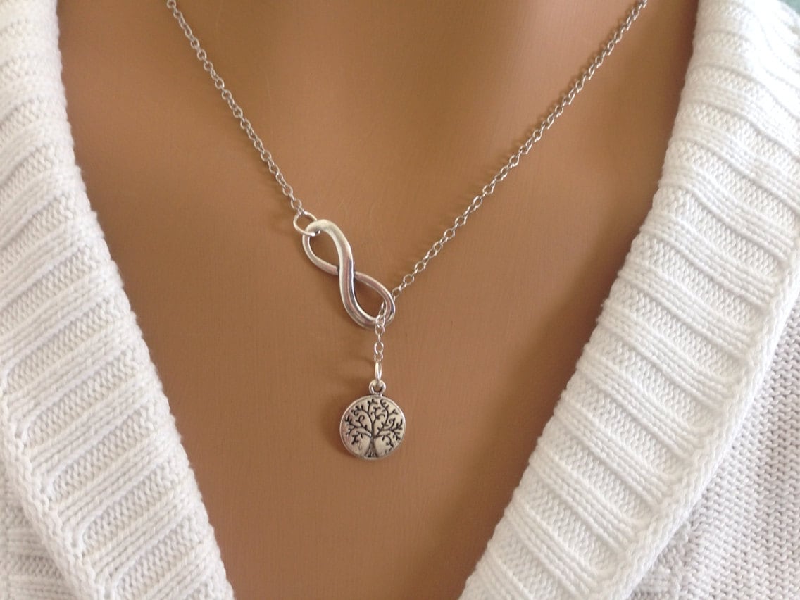 Geschenk Zum Muttertag/Lariat Style Unendlichkeit Und Lebensbaum Halskette Für Sie von Ashijewelers