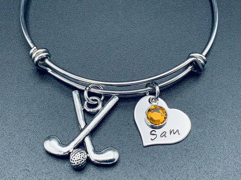 Golfschläger Armreif, Armband, Expandable Personalisiertes Charm Monogramm, Initial Armband von Ashijewelers