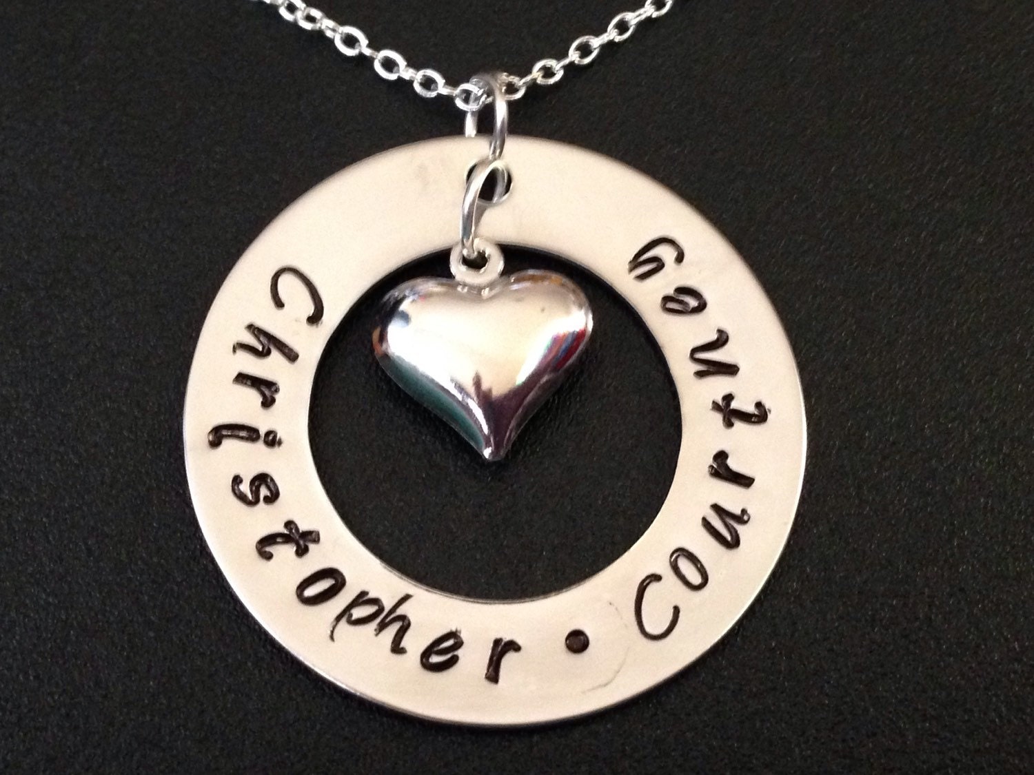 Hand Gestempelt Mama Halskette - Personalisierte Schmuck Edelstahl Familie Kreis Der Liebe Mit Herz von Ashijewelers