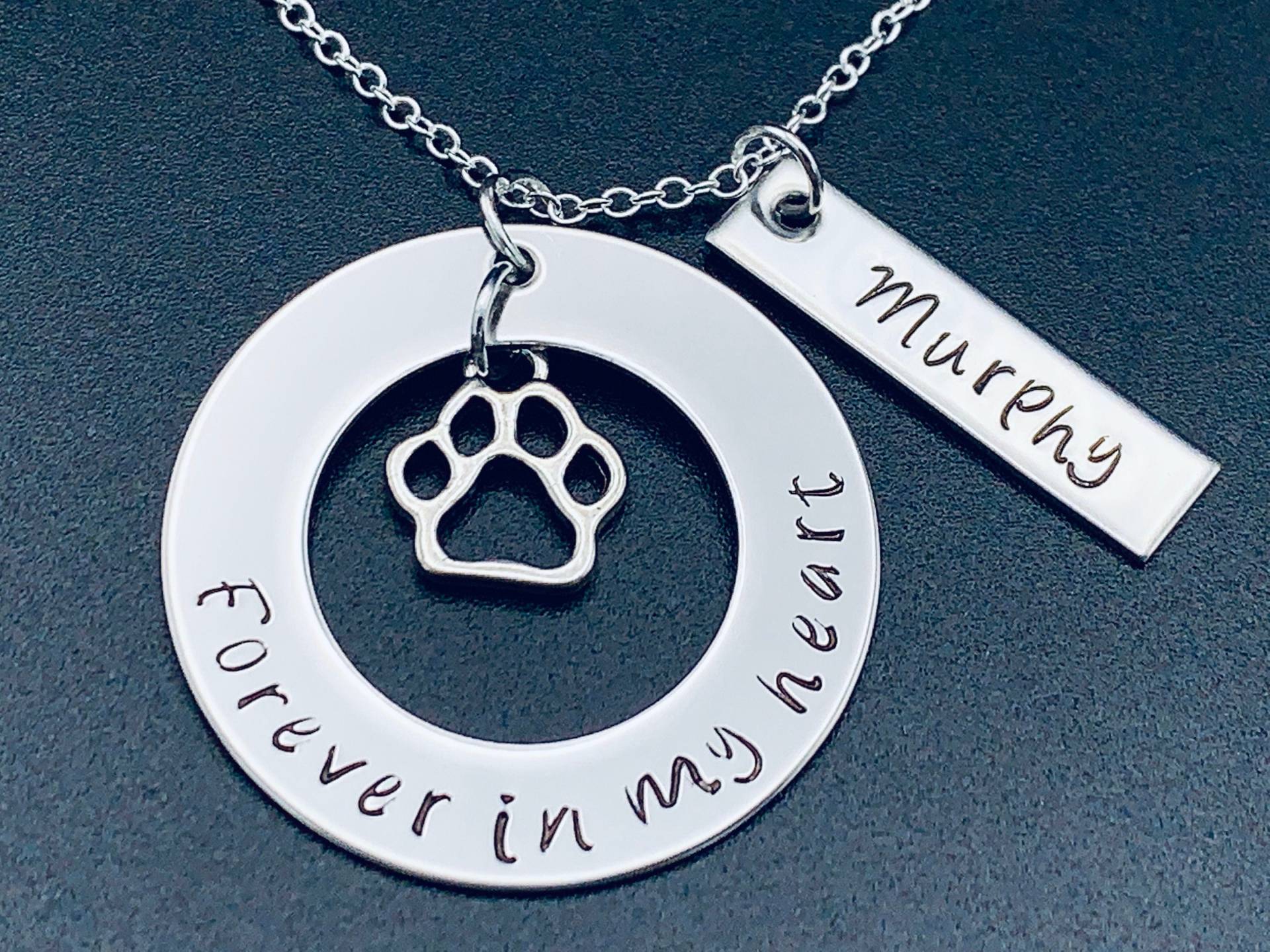 Haustier Denkmal Halskette Für Immer in Meinem Herz Name Tag Pfote Hund Oder Katze-Hand Gestempelt - Personalisierte Schmuck Edelstahl von Ashijewelers