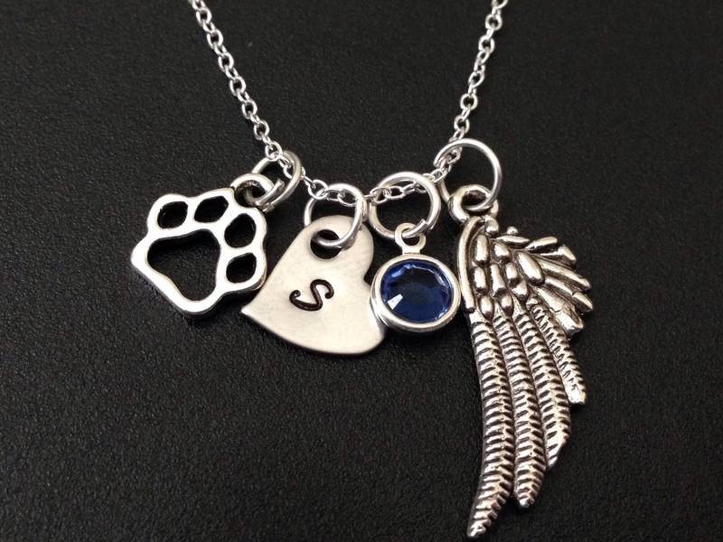 Haustier Denkmal Halskette Für Immer in Meinem Herz Name Tag Pfote Hund Oder Katze-Hand Gestempelt - Schmuck Haustier Denkmal Halskette Für Immer in Meinem Herz Name Tag Pfote Hund Oder Katze-Hand Gestempelt - Schmuck von Ashijewelers