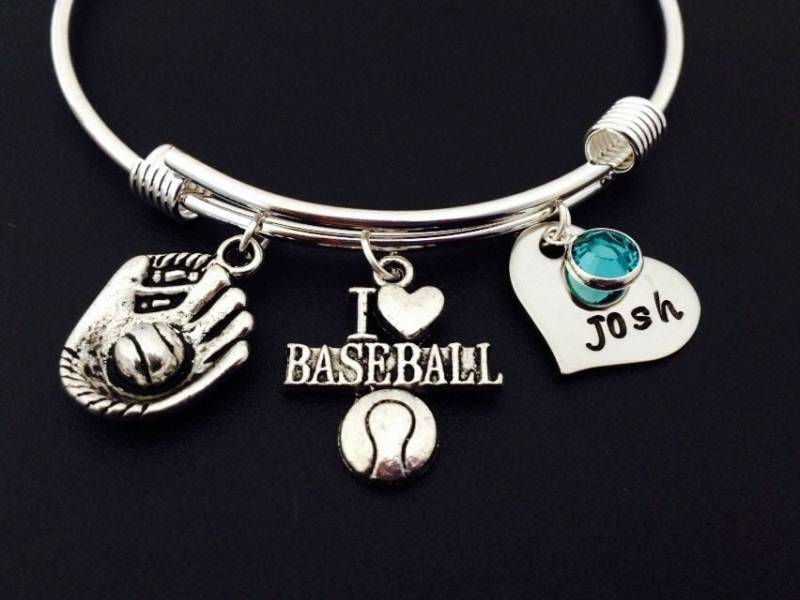 Ich Liebe Baseball Armband - Personalisierte Armreif Verstellbare Mit Hand-stempel Initial Oder Name, Handschuh Charme Ich Liebe Baseball Armband - Personalisierte Armreif Verstellbare Mit Hand-stempel Initial Oder Name, Handschuh Charme von Ashijewelers