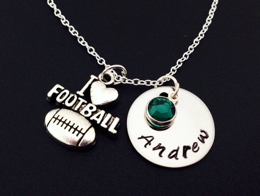 Ich Liebe Fußball Halskette, Sport Schmuck Geschenk, American Football Team Athlet Charm von Ashijewelers