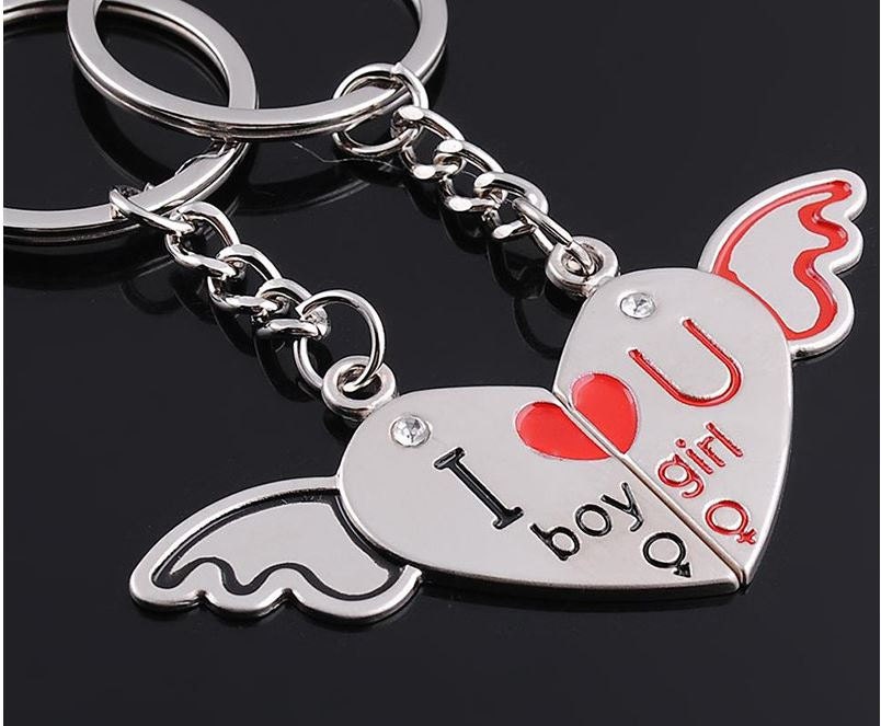 Ich Liebe Sie Silber Herz Schlüsselanhänger Engel Flügel von Ashijewelers