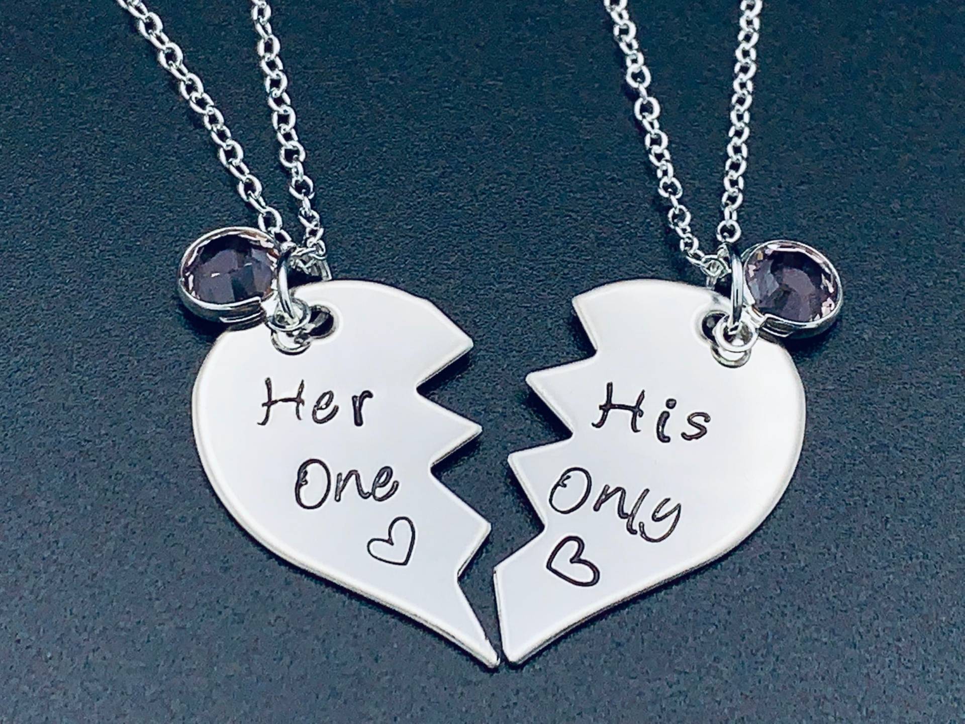 Ihr Einziges, Sein Ihr Split Heart, Valentine, Hand Gestempelt Schmuck, Gravierte Schmuck von Ashijewelers