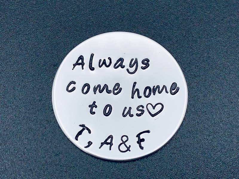 Immer Nach Hause Zu Uns Kommen - Handgestempelte Münze, Custom Militär, Polizeioffizier, Feuerwehrmann, Coin, Thin Blue Line von Ashijewelers