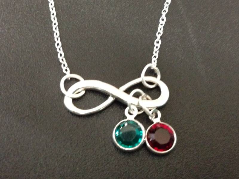 Infinity-Halskette, Anhänger Halskette, Personalisierte Swarovski Birthstone Geschenk, Schmuck von Ashijewelers