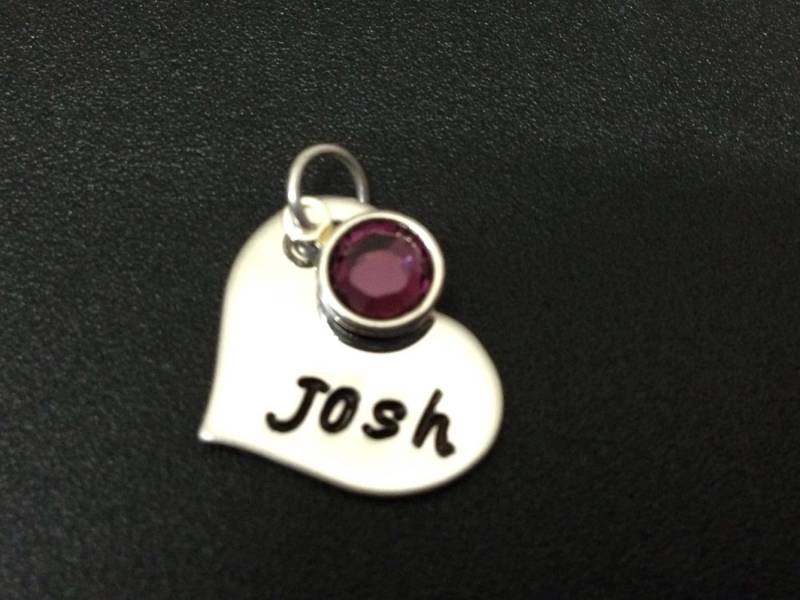 Personalisierte Edelstahl - Personalisierte Herz Charme Custom Charm Name Silber Schmuck von Ashijewelers