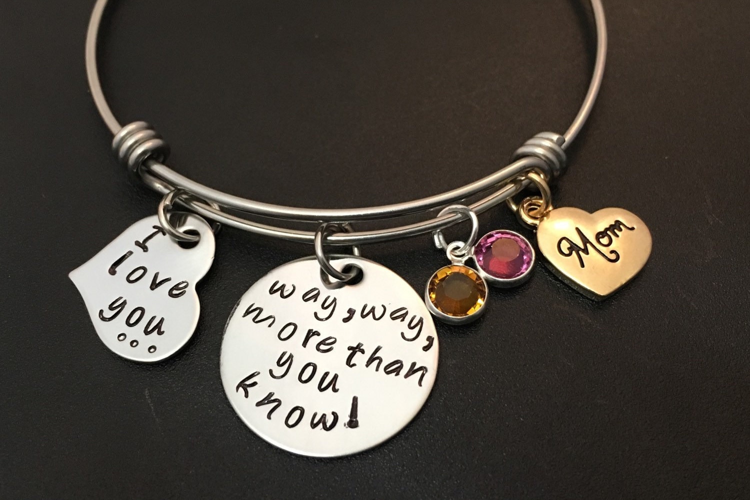 Personalisierte Namen Armreif - Schwester-Mimi Hand Gestempelt Schmuck Erweiterbare Draht Ich Liebe Dich Viel Mehr, Als Sie Wissen von Ashijewelers