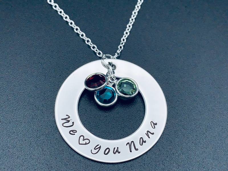 Personalisierte Schmuck - Hand Gestempelt Mama Halskette Geschenk Für Nana Wir Lieben Sie "Nana"/"Mom"Oder "Grandma" Stapel Personalisierte von Ashijewelers