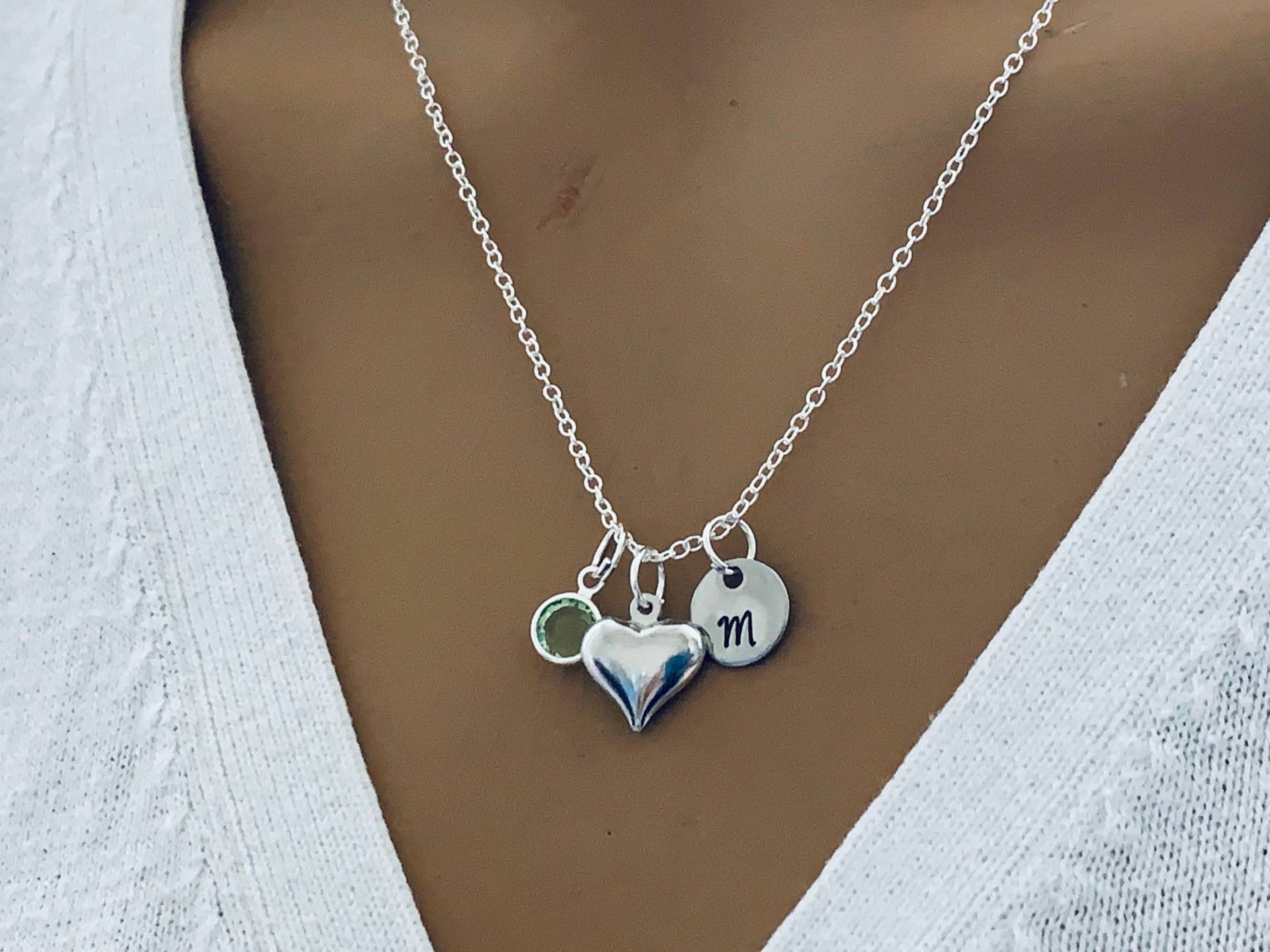 Personalisierte Schmuck - Herz Halskette Großmutter Swaroski Birthstones 925 Silber Kette Halskette/Valentinstag Geschenk von Ashijewelers