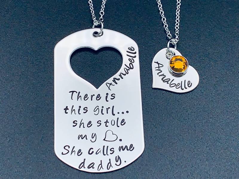 Personalisierte Vatertagsgeschenk Hand Gestempelt Daddy Tochter Set Daddys Girl ...stola My Heart Geschenk Für Papa Vatertag Weihnachtsgeschenk von Ashijewelers