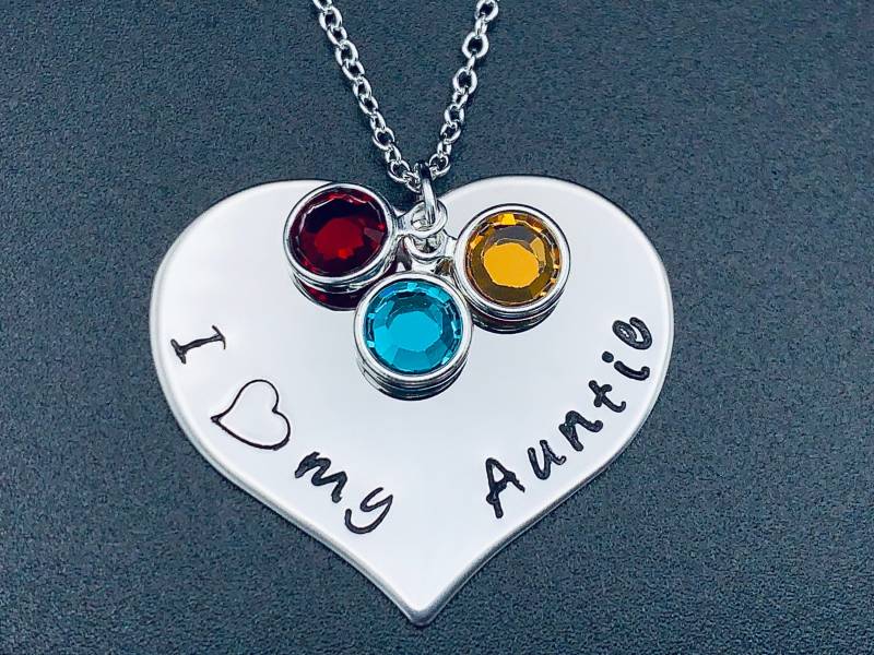 Personalisierter Schmuck - Tante Halskette Mutter Hand Gestempelt Geschenk, Halskette, Schmuck, Geschenk Für von Ashijewelers