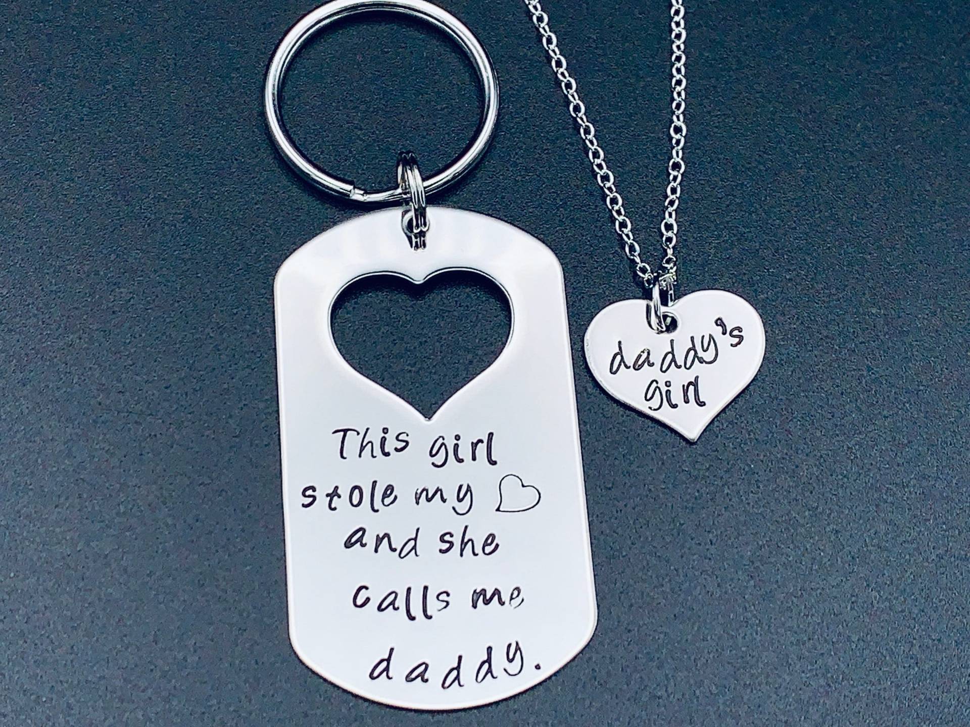 Personalisiertes Vatergeschenk Handgestempeltes Papa Tochter Set Papas Mädchen... Stola Mein Herz Geschenk Für Vatertag Weihnachten #2 von Ashijewelers