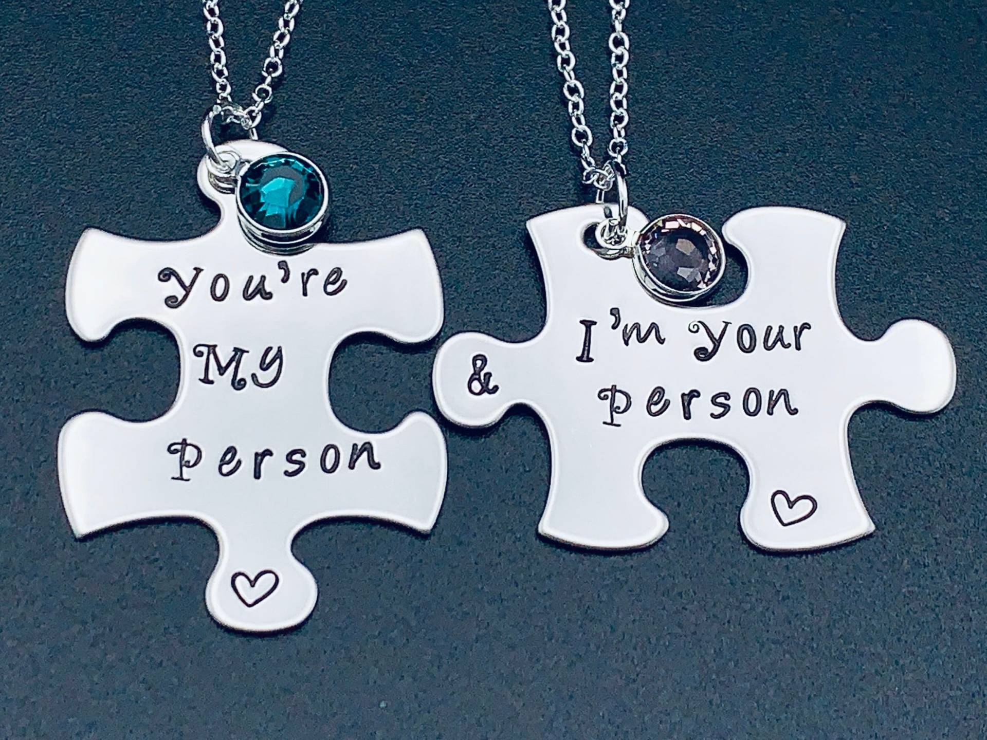 You're My Person" "& I Am Your Handgestempelt Edelstahl Puzzle Schlüsselanhänger Passend Set Seine Sie. Valentinstag Geschenk von Ashijewelers