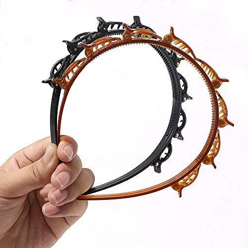 Ashkash Modisches, doppellagiges Haarband, gedrehtes Haarband, Beauty-Styling-Werkzeug, Haar-Dekoration, Haar-Accessoires mit Krokodilklemme, Schwarz + Kaffeebraun, 4 Stück Ashkash Modisches, doppellagiges Haarband, gedrehtes Haarband, Beauty-Styling-Werkzeug, Haar-Dekoration, Haar-Accessoires mit Krokodilklemme, Schwarz + Kaffeebraun, 4 Stück von Ashkash