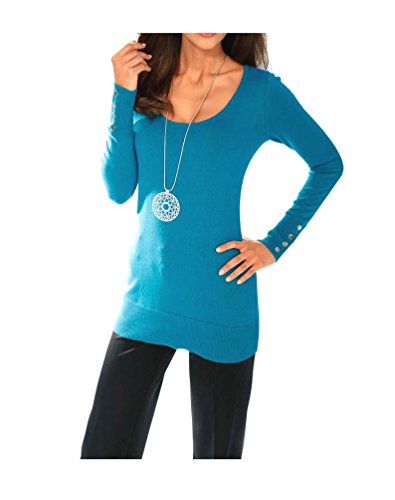 Ashley Brooke Designer-Rückendekolletépullover türkis Größe 42 von Ashley Brooke