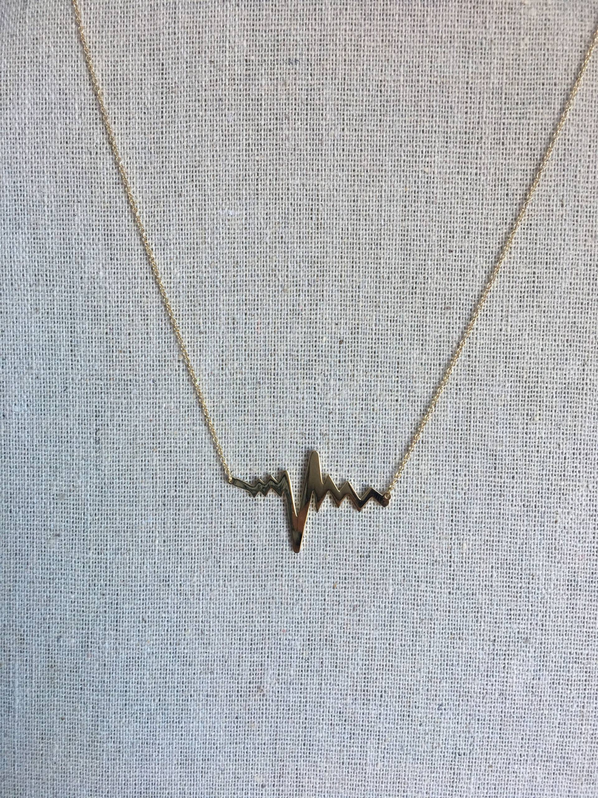 Heart Beat Monitor Wave Halskette in Silber Mit Gelb Gold Überzogen Verstellbare Länge 16 "Bis 45" Heart Beat Monitor Wave Halskette in Silber Mit Gelb Gold Überzogen Verstellbare Länge 16 "Bis 45" von AshleyKDesigns