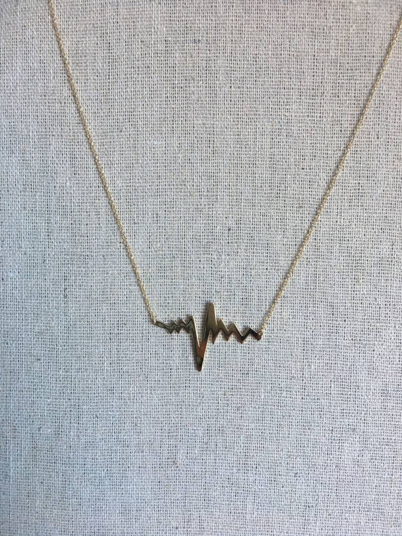 Heart Beat Monitor Wave Halskette in Silber Mit Gelb Gold Überzogen Verstellbare Länge 16 "Bis 45" von AshleyKDesigns