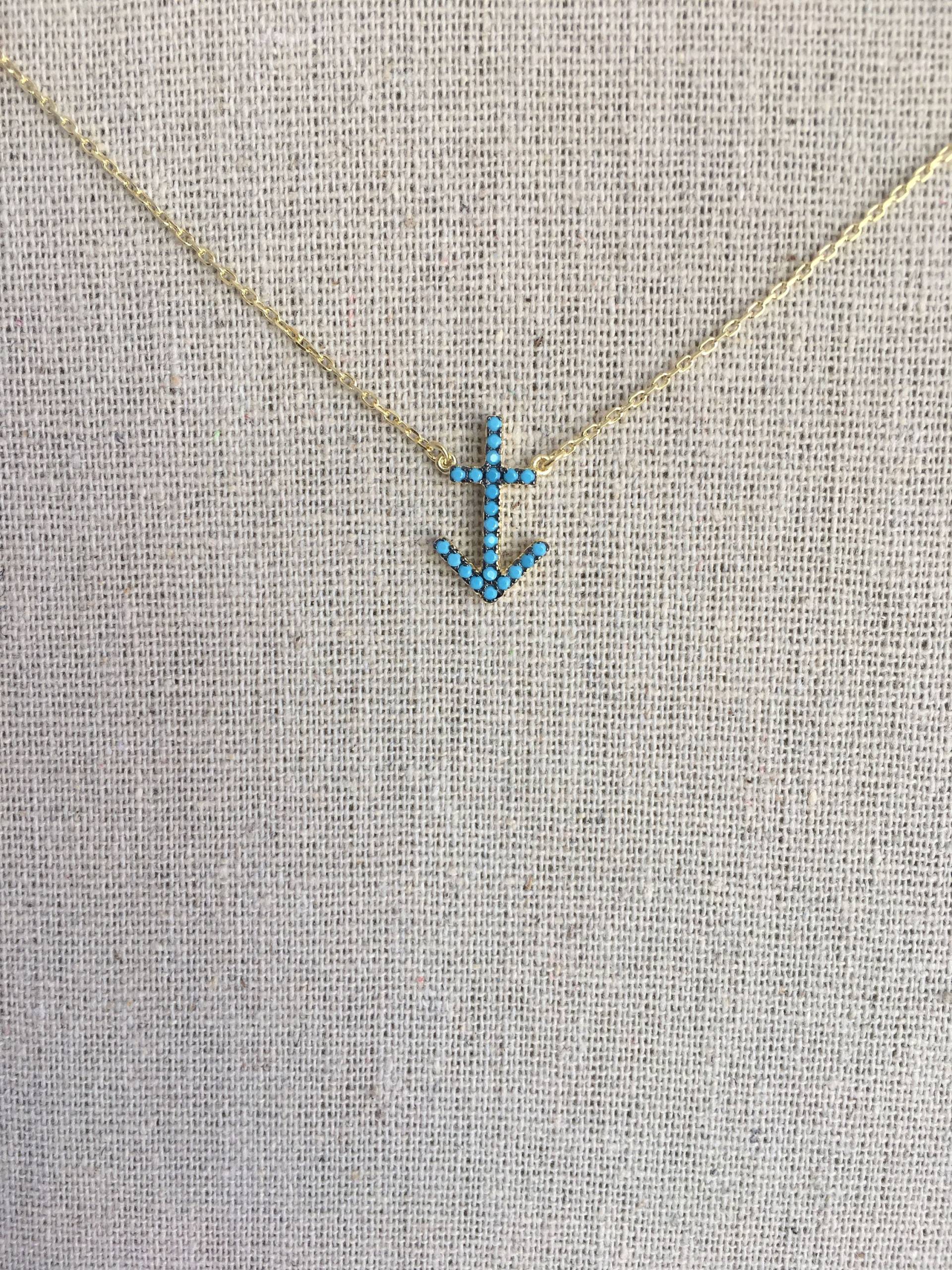 Türkis Anker Charm Halskette Boho Style Türkis Anker Charm Halskette Boho Style von AshleyKDesigns