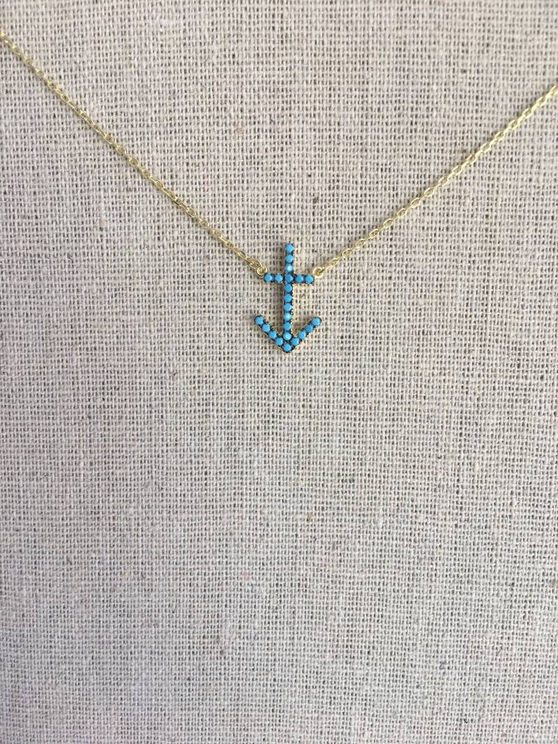 Türkis Anker Charm Halskette Boho Style Türkis Anker Charm Halskette Boho Style von AshleyKDesigns