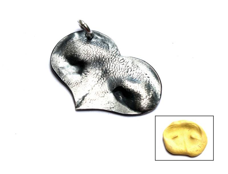 Hund Print Anhänger, Pfote Herz, Nasendruck Hunde Nasenherz, Hundepfote Custom Dog Silber Herz von AshleyLozanoJewelry
