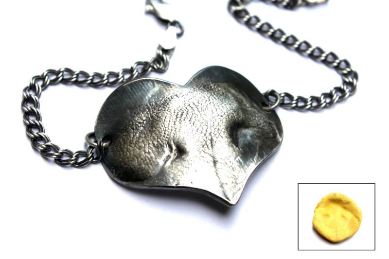 Hund Print Armband, Pfote Herz, Silber Nasendruck, Hunde Nasenherz, Hundepfote Custom Dog Schmuck von AshleyLozanoJewelry