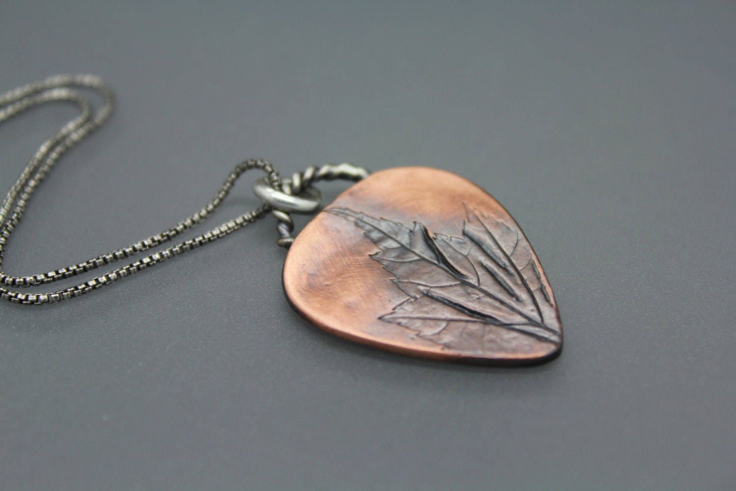 Plektrum Halskette, Plektrum, Kupfer Pick, Nc-Anhänger, Nc-Blätter, Blatt Schmuck, Und Silber, Anhänger von AshleyLozanoJewelry