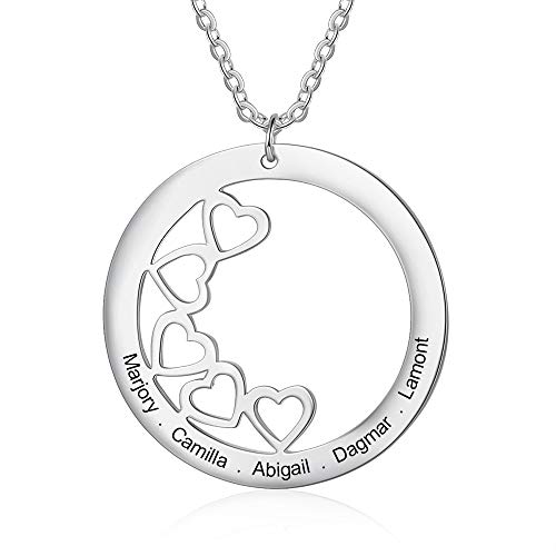 Personalisierte Halskette Damen Herz Anhänger mit Namen Gravur Mutter Tochter Kette Geschenk (5 namen) von Ashleymade