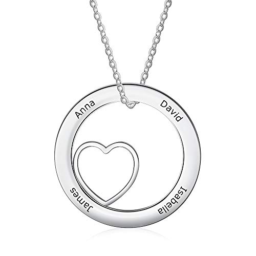 Personalisierte Halskette Damen Herz Anhänger mit Namen Gravur Mutter Tochter Kette Geschenk (4 namen) Personalisierte Halskette Damen Herz Anhänger mit Namen Gravur Mutter Tochter Kette Geschenk (4 namen) von Ashleymade